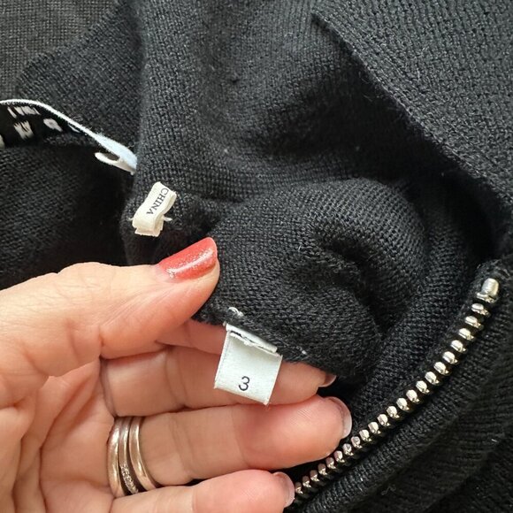 Sandro Paris Tao Ruffled Zip Up Cardigan Womens Size 3 US L Wool Romantic Luxe - Picture 7 of 11